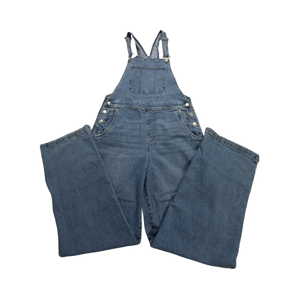 No Boundaries Overalls Womens M 32x29 Blue Wide Leg Denim Cotton Stretch Western